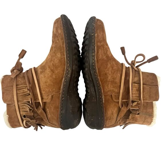 Ugg Boots Gaviota Women's 7 Rubber Sole Chestnut Struct Suede Fringe Sheepskin - Picture 10 of 14